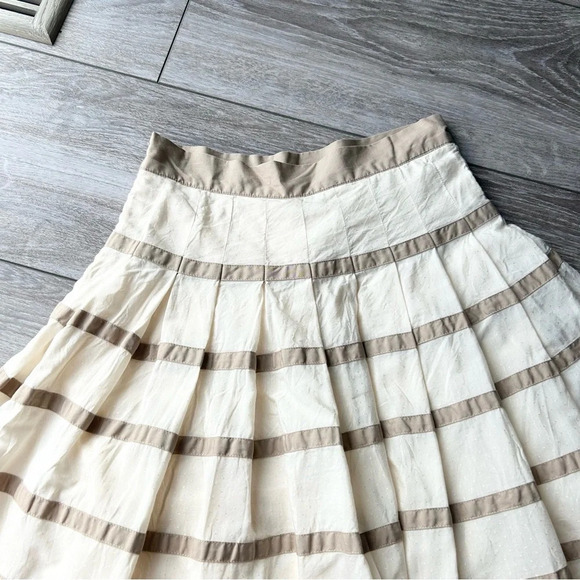 Club Monaco Ivory Tan Striped Pleated Circle Skirt - Picture 11 of 11